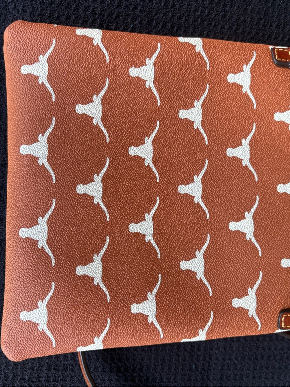 Dooney & Bourke Burnt Orange Crossbody with White Texas Longhorn Motif - Picture 5 of 7